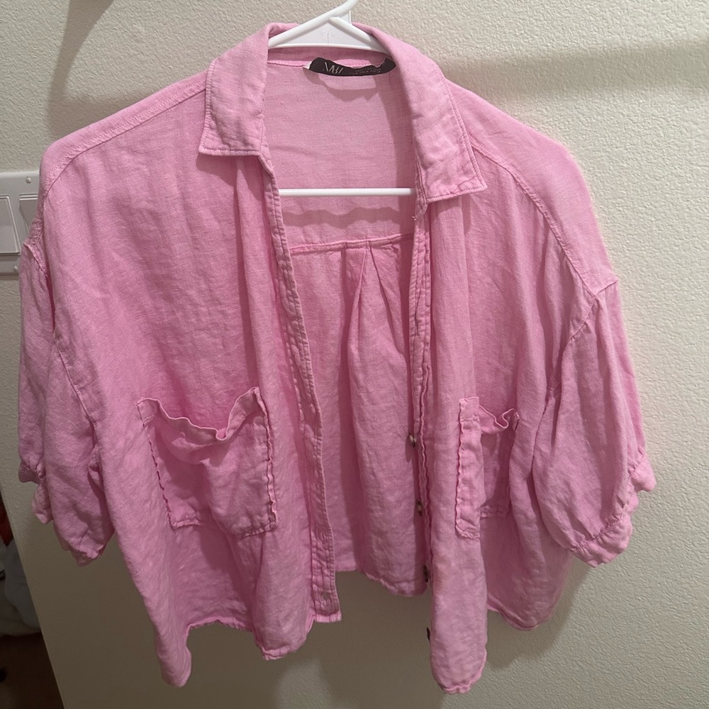 Zara flowy linen button down